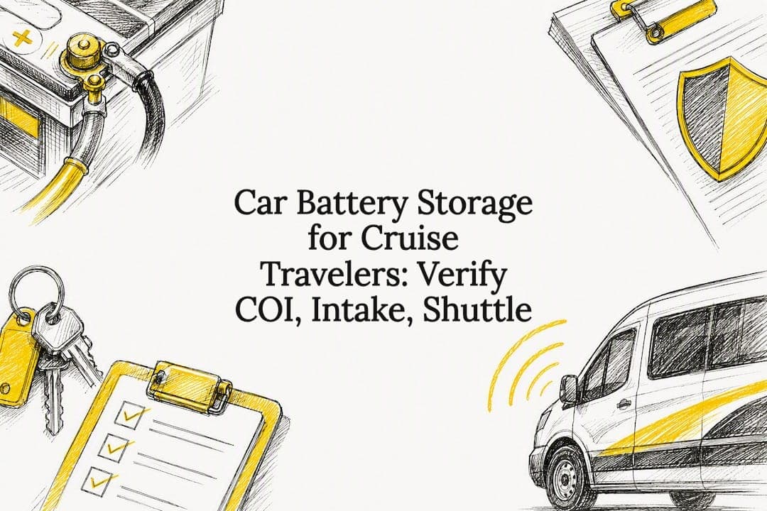 Car Battery Storage for Cruise Travelers: Verify COI, Intake, Shuttle